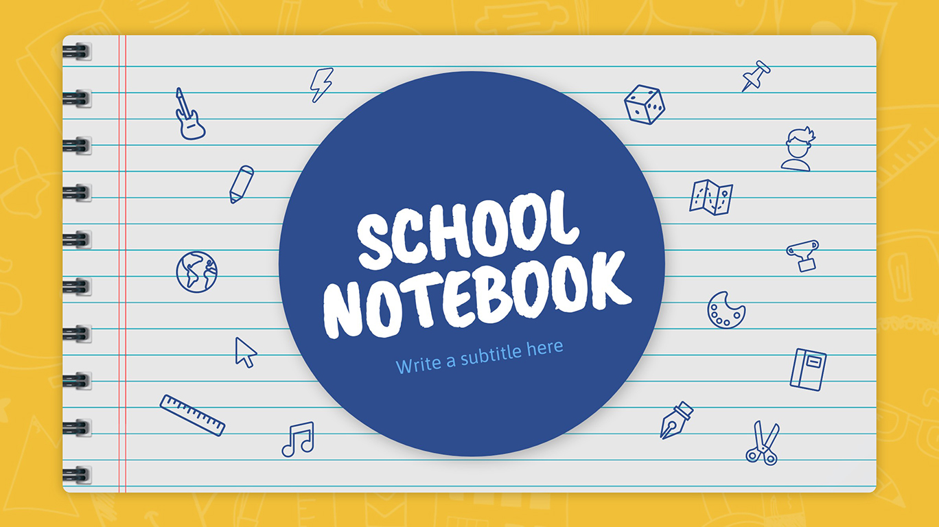 powerpoint presentation create online Interactive School notebook presentation template