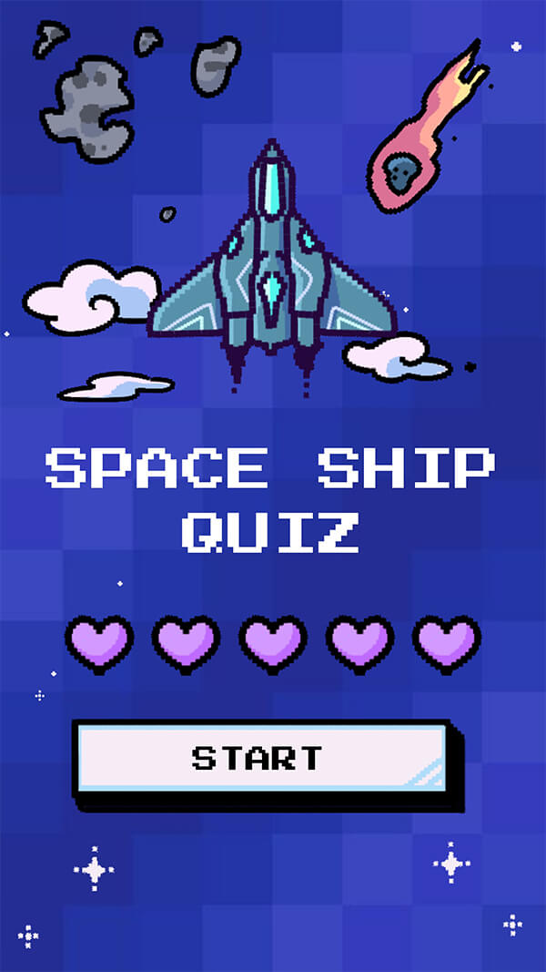 Interactive Spaceship quiz mobile template