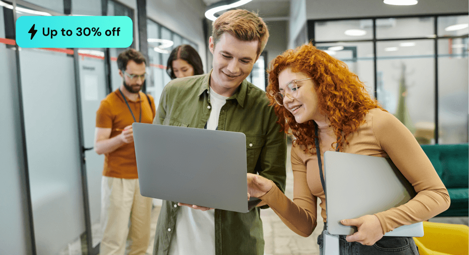make a presentation in powerpoint Image for Genially's website linking to its pricing page indicating a discount.