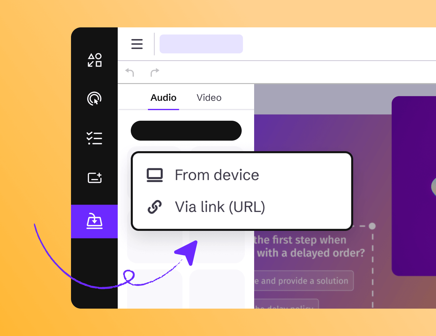 No Genially, você pode adicionar imagens, áudio ou vídeos.