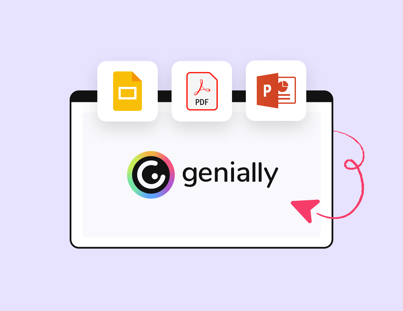 No Genially, você pode importar Slides e Documentos.