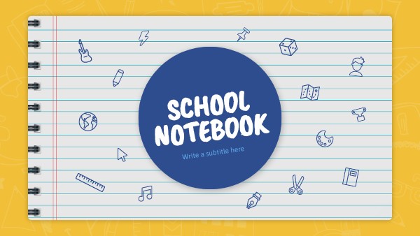 animate presentation ppt Interactive School Notebook Presentation template