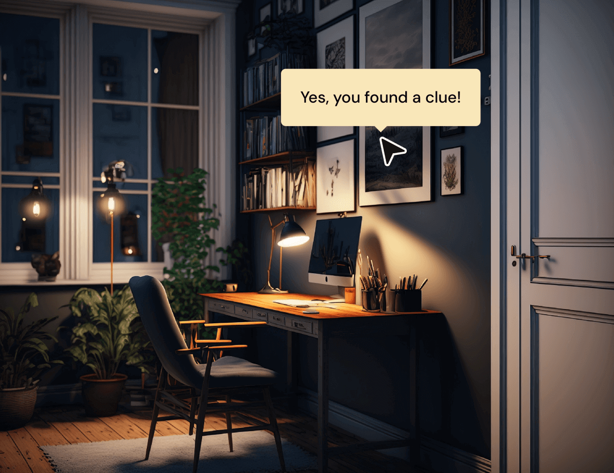 An interactive image that has a message from the scape room.