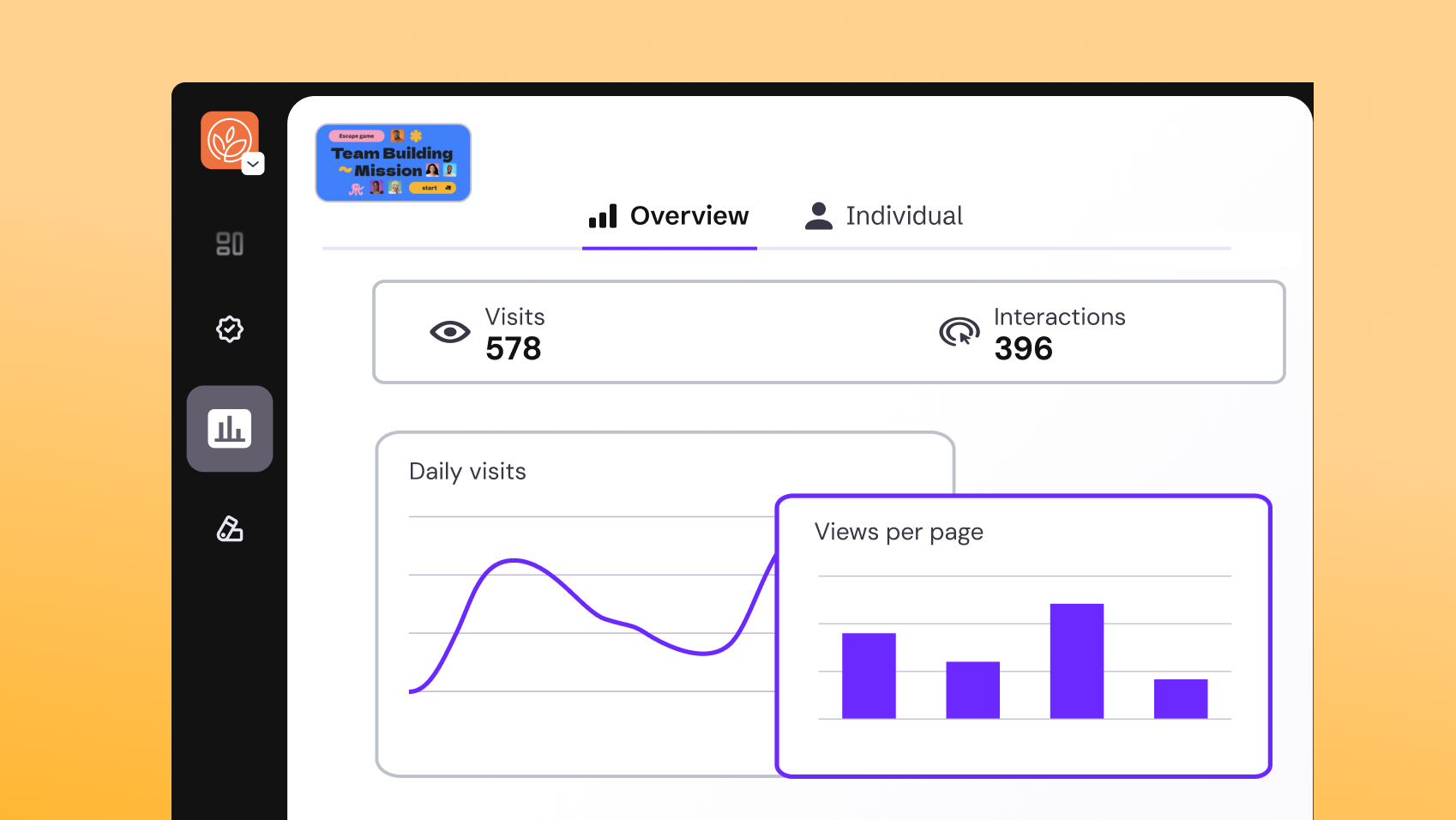 Screnshoot of a Genially feature - Analytics & Assessment