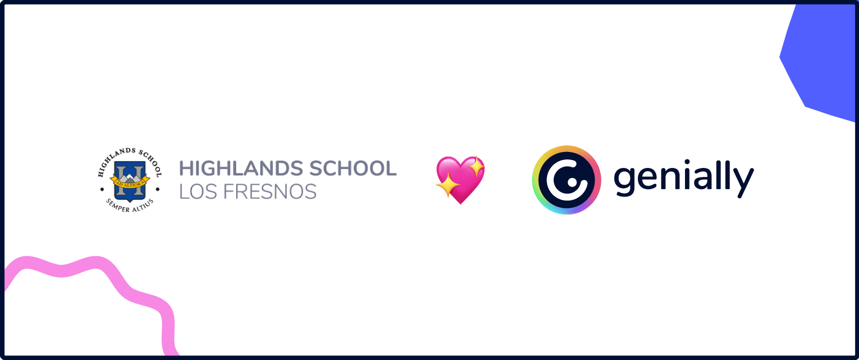 Composition with the Highlands Los Fresnos logo and the Genially logo