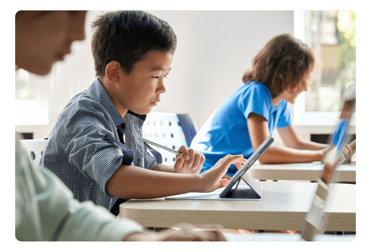 Group of students checking their digital class schedules