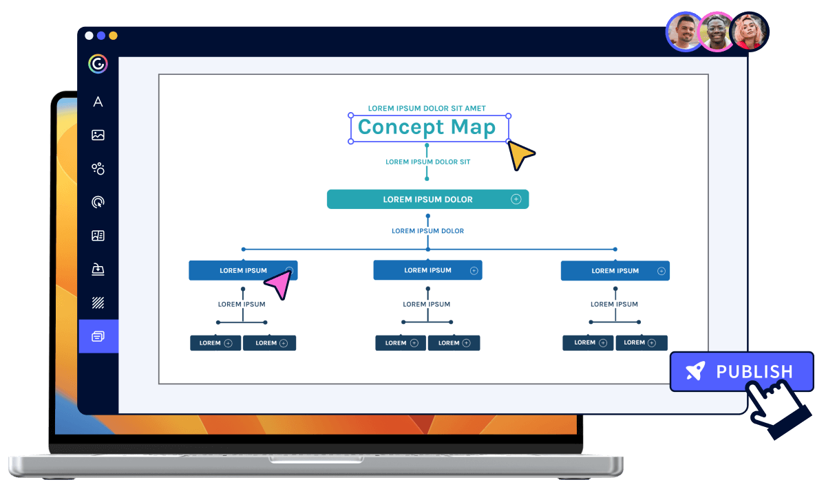 Editing a concept map template in Genially