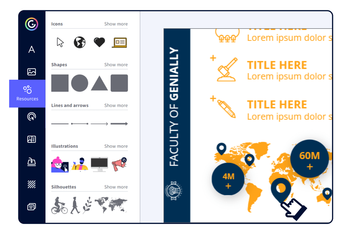 Online digital brochure template being edited