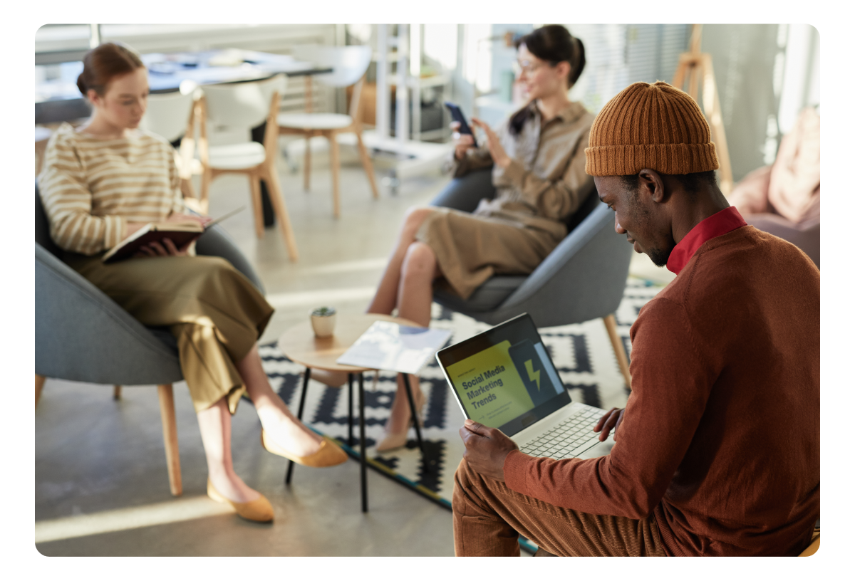 Marketing team analyzing an engaging brand campaign