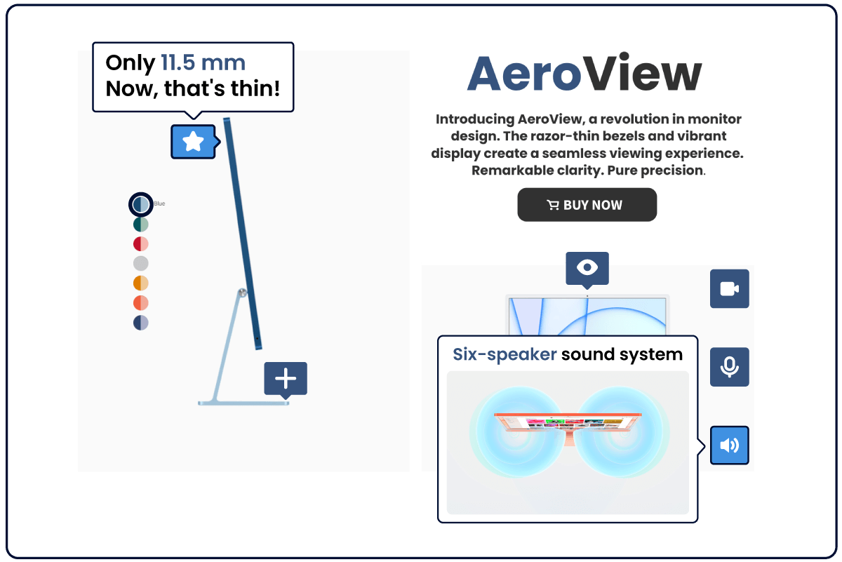 Interactive images showcasing products for marketing