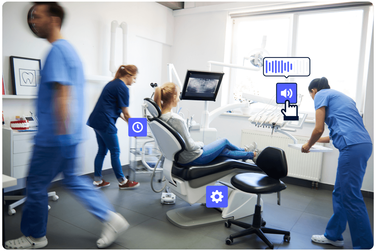 Dentist showing 3 types of interactivity with Genially