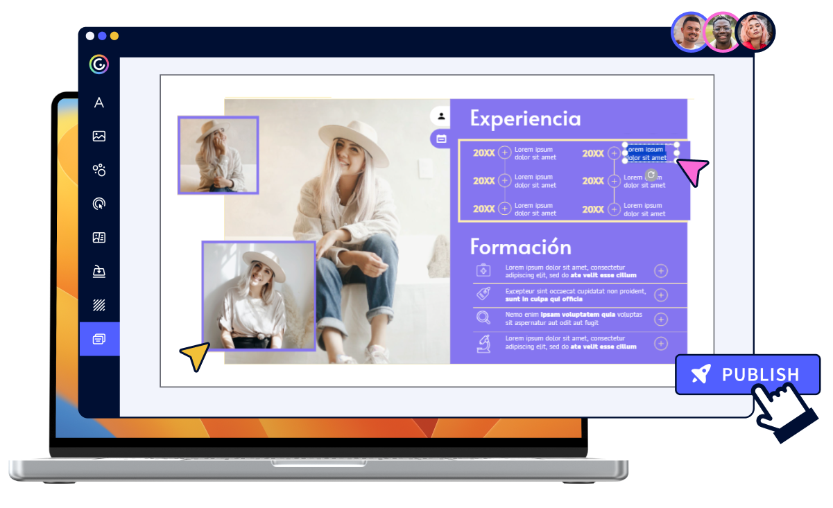 Creating a resume in the Genially editor, ready to publish