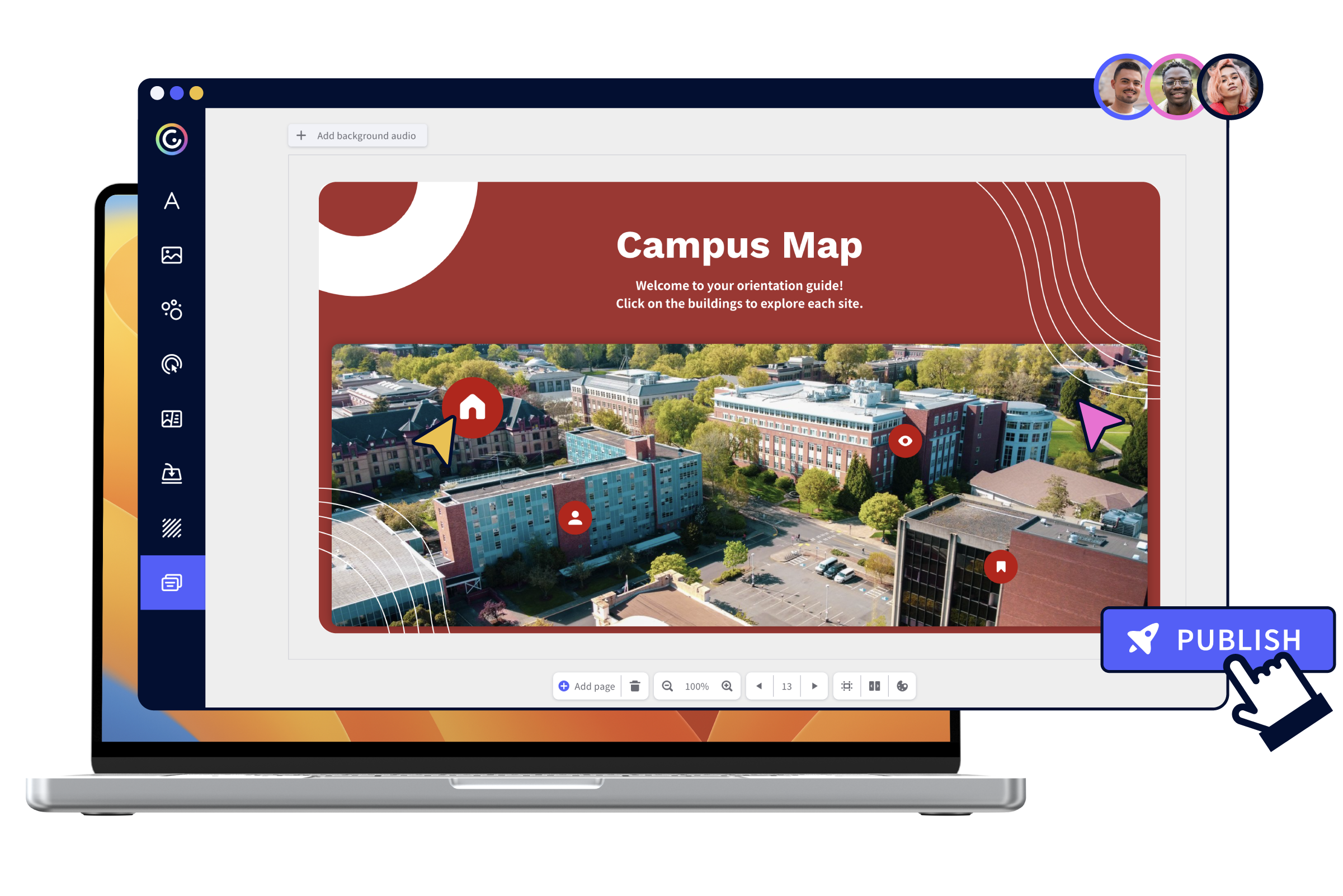Interactive university publication open in the Genially editor